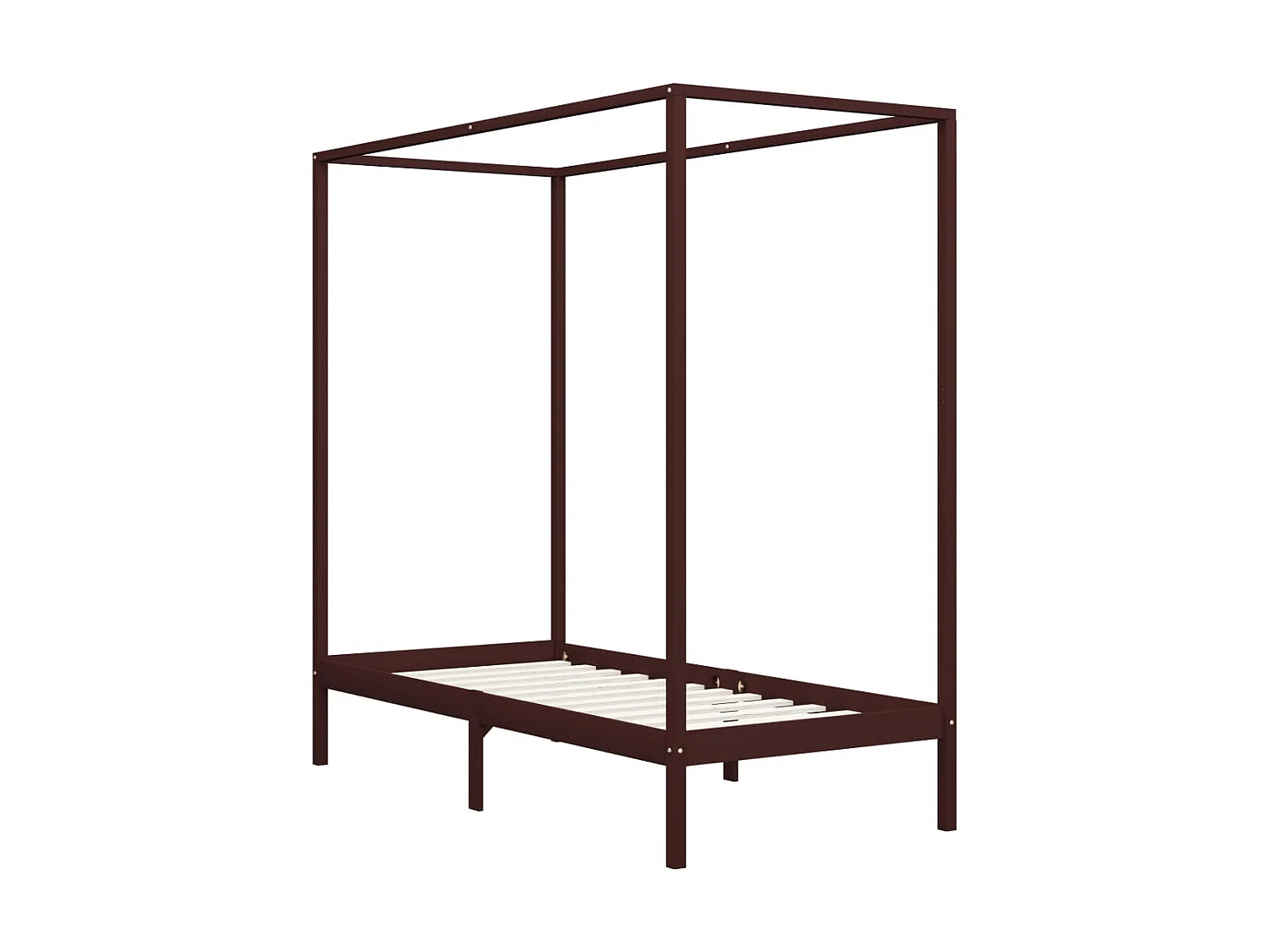 Lit à baldaquin-100 x 200 cm Marron foncé Pin massif 100 x 200 cm, JKF188275