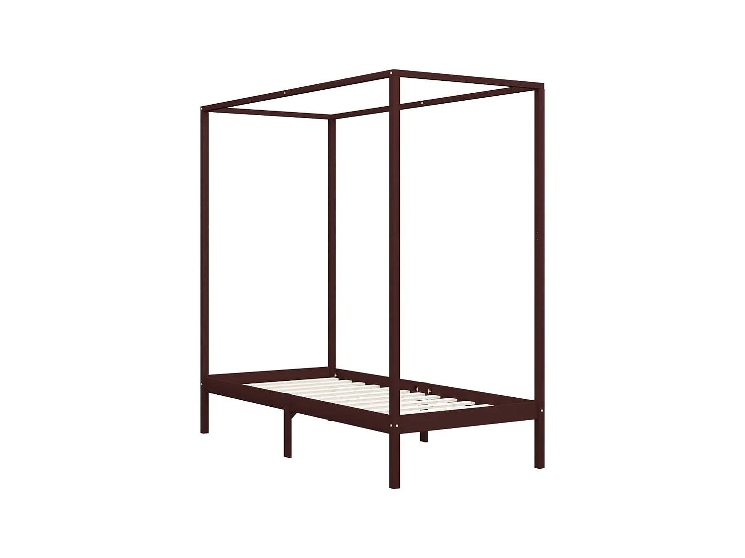 Hemelbedframe massief grenenhout donkerbruin 100x200 cm NL46724