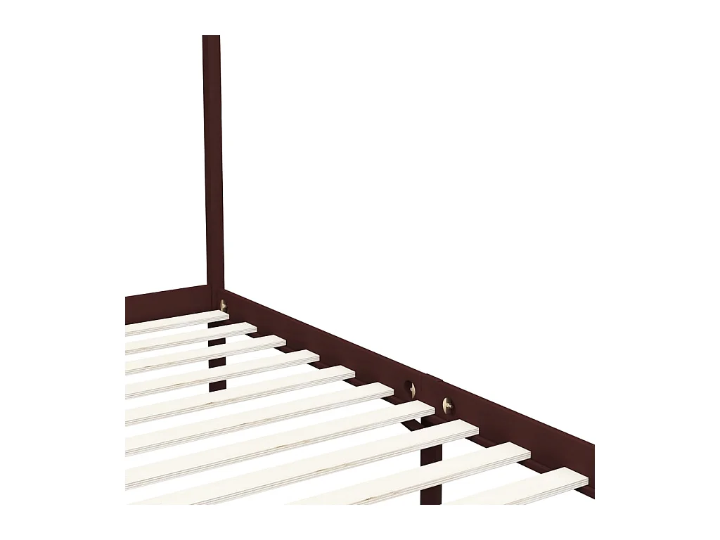 Hemelbedframe massief grenenhout donkerbruin 100x200 cm NL46724