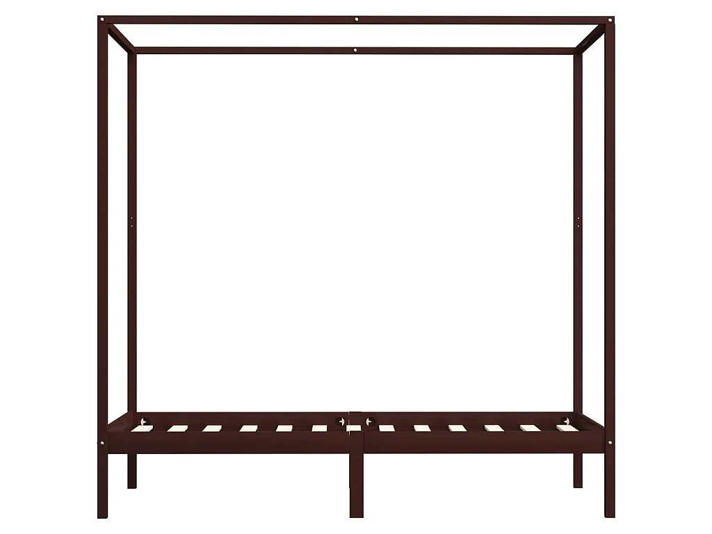 Cama com dossel com toldo 100x200cm pinho maciço castanho-escuro PT964917