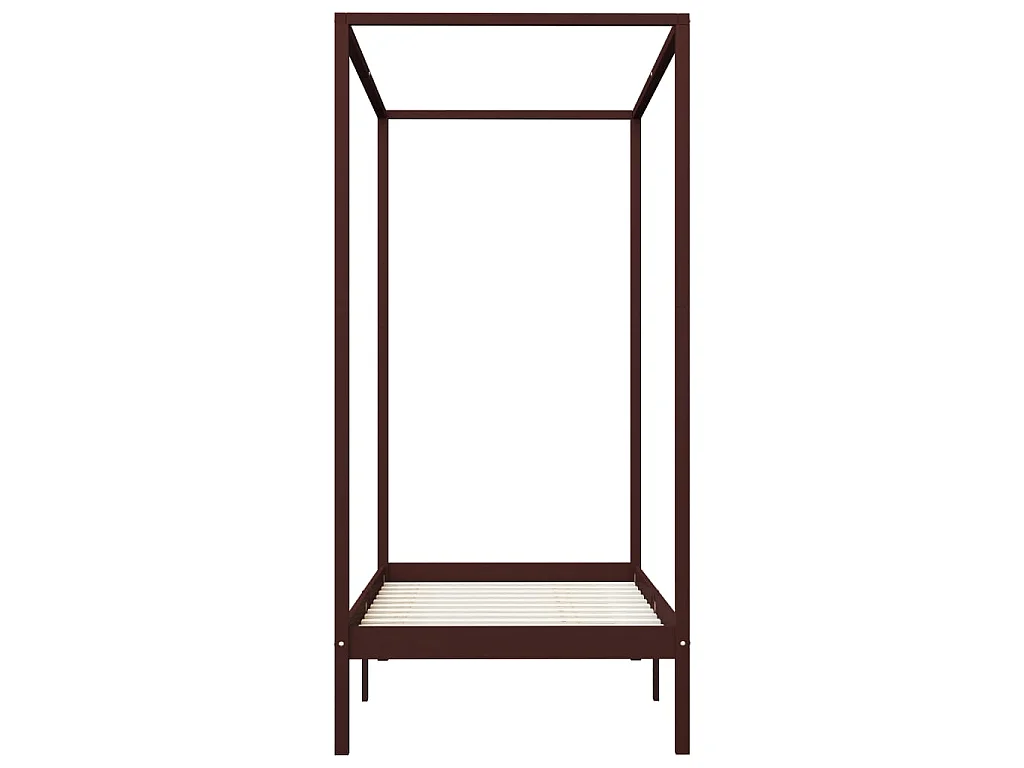 Cama com dossel com toldo 100x200cm pinho maciço castanho-escuro PT964917