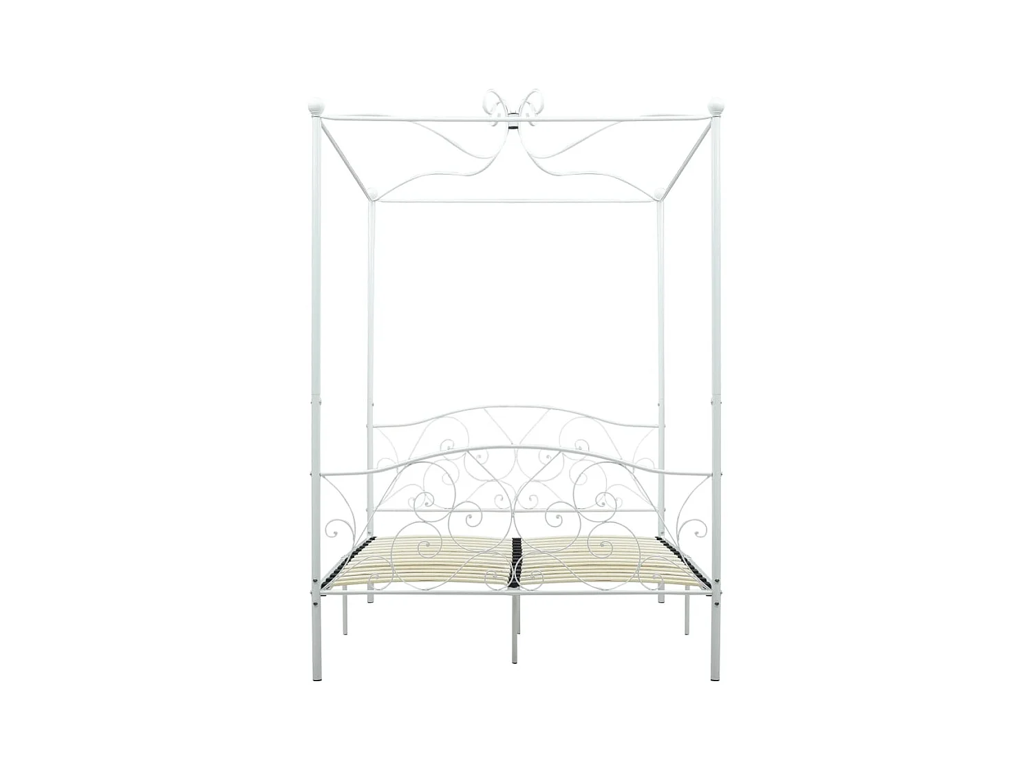Lit à baldaquin-140 x 200 cm Blanc Métal JKF632693