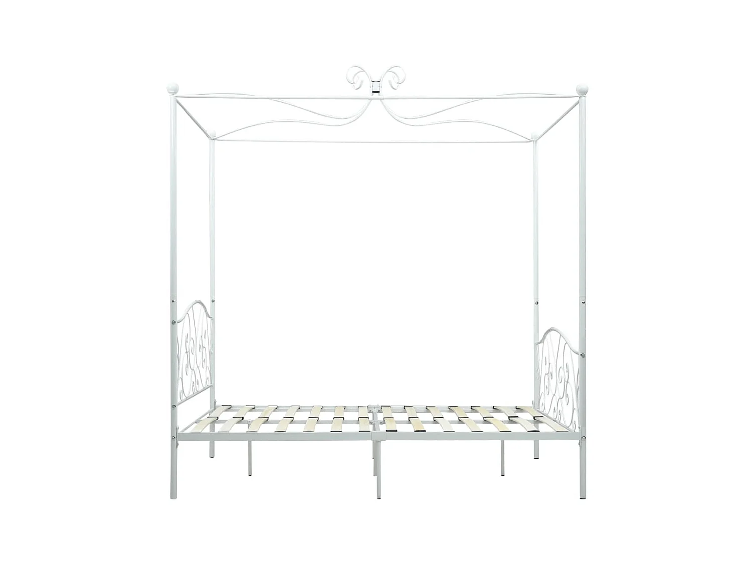 Lit à baldaquin-140 x 200 cm Blanc Métal JKF632693