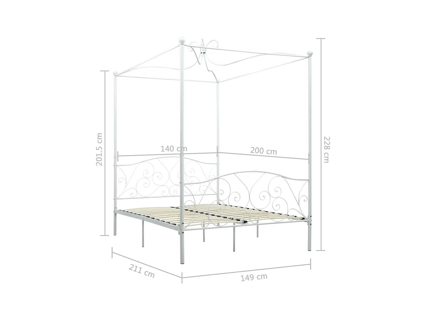 Lit à baldaquin-140 x 200 cm Blanc Métal JKF632693