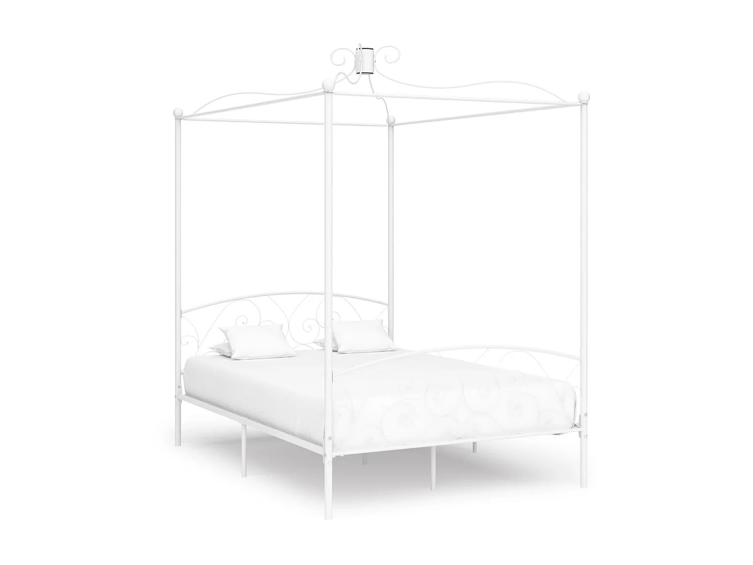 Cama con dosel - 140x200 cm metal blanco ES97838
