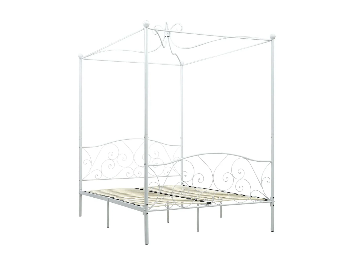 Cama con dosel - 140x200 cm metal blanco ES97838