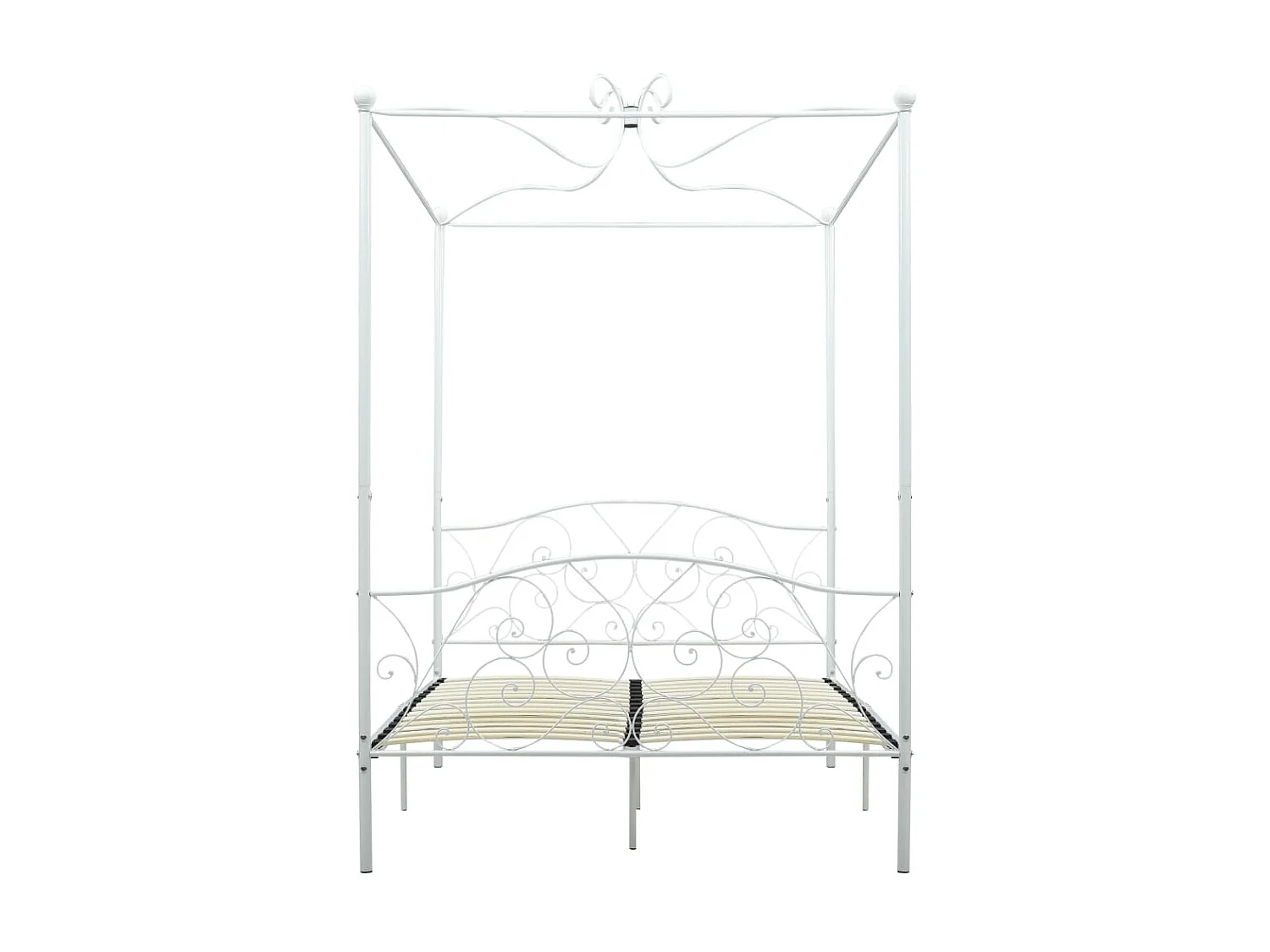 Cama con dosel - 140x200 cm metal blanco ES97838