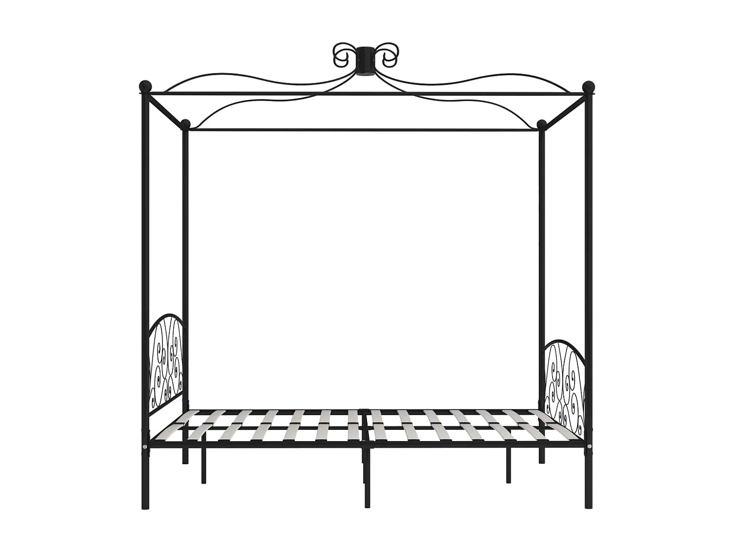Lit à baldaquin-180 x 200 cm Noir Métal 180 x 200 cm JKF551602