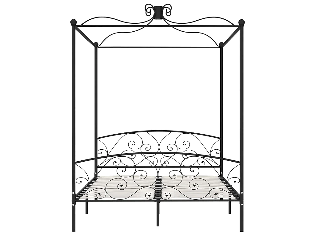 Lit à baldaquin-180 x 200 cm Noir Métal 180 x 200 cm JKF551602