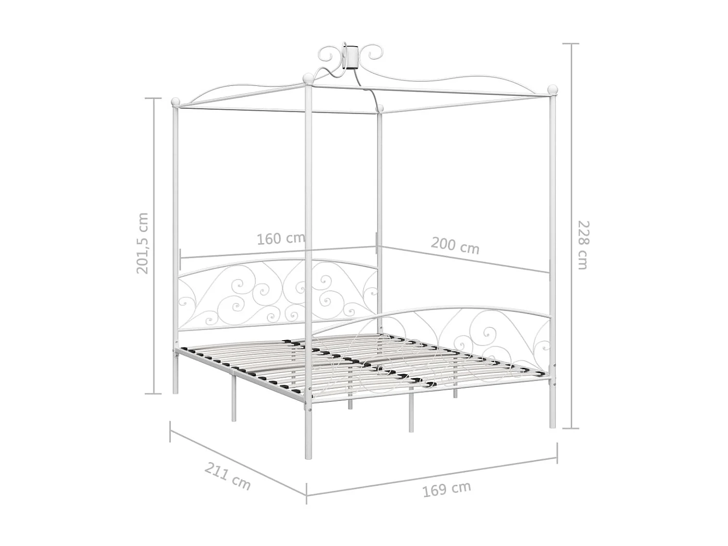 Hemelbedframe metaal wit 160x200 cm NL77951
