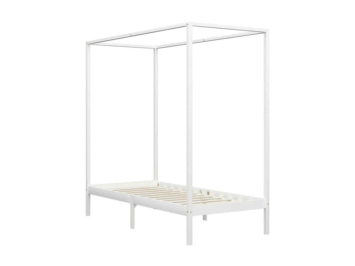 Lit à baldaquin-100 x 200 cm Blanc Bois de pin massif JKF657355