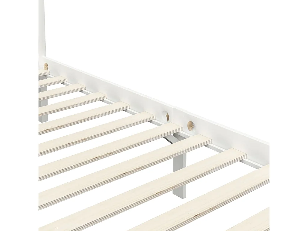 Lit à baldaquin-100 x 200 cm Blanc Bois de pin massif JKF657355