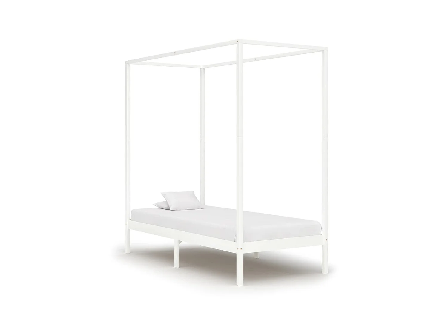 Lit à baldaquin-100 x 200 cm Blanc Bois de pin massif JKF657355