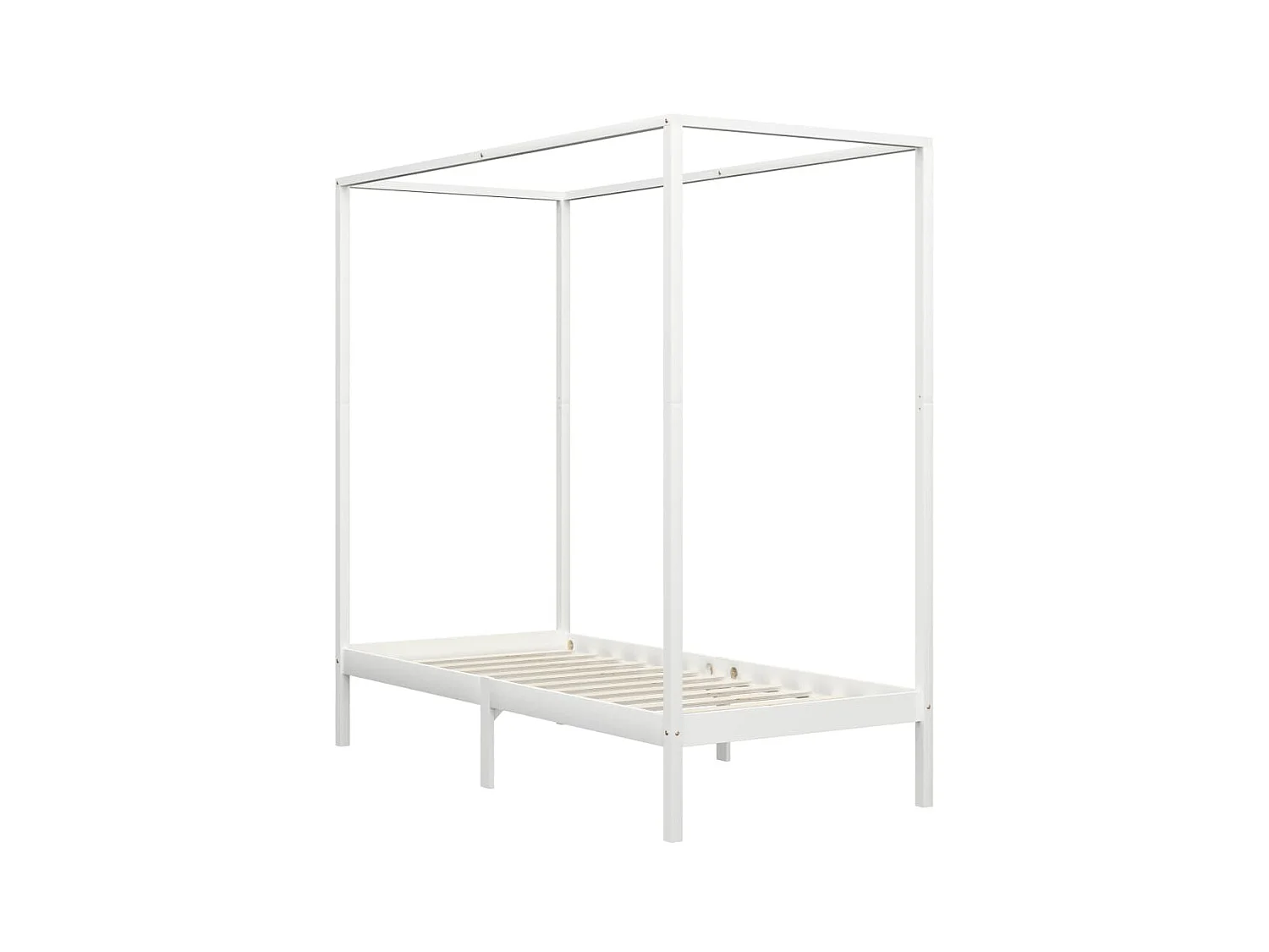Lit à baldaquin-100 x 200 cm Blanc Bois de pin massif JKF657355