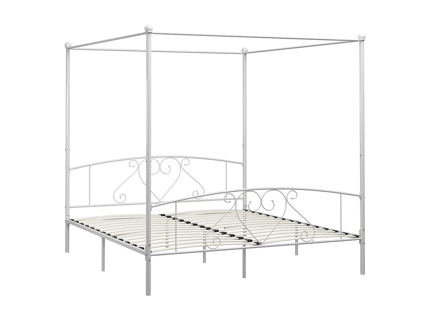 Lit à baldaquin-180 x 200 cm Blanc Métal 180 x 200 cm JKF505017