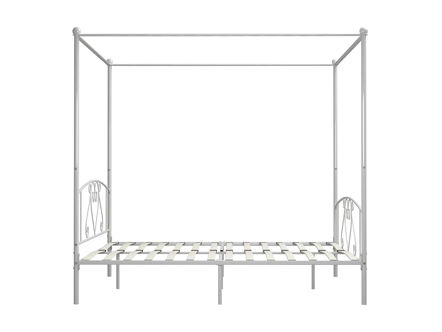 Lit à baldaquin-180 x 200 cm Blanc Métal 180 x 200 cm JKF505017