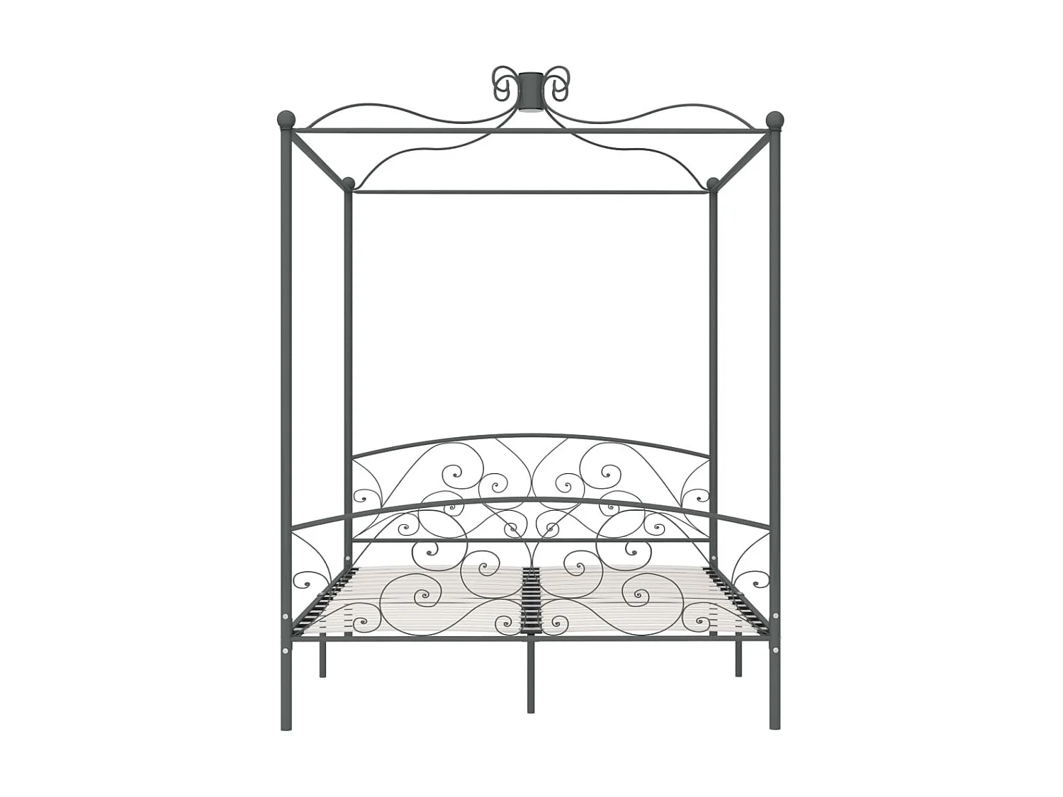 Lit à baldaquin-160 x 200 cm Gris Métal 160 x 200 cm JKF254314