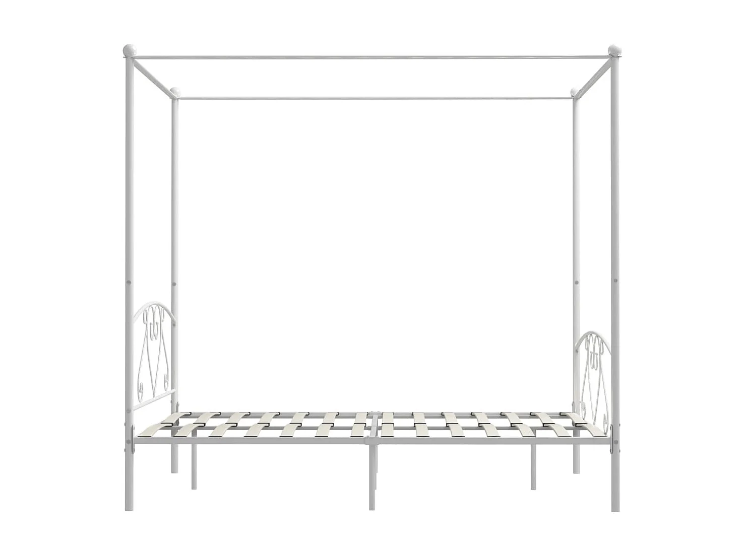 Lit à baldaquin-140 x 200 cm Blanc Métal JKF942927