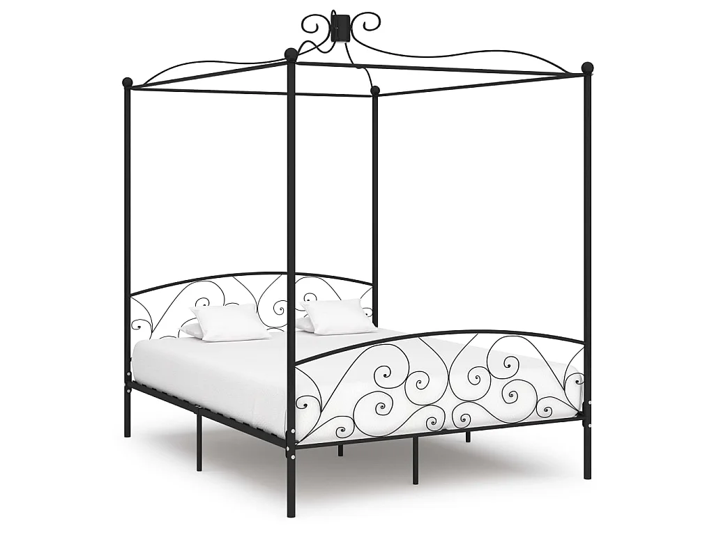 Lit à baldaquin-160 x 200 cm Noir Métal 160 x 200 cm JKF435963