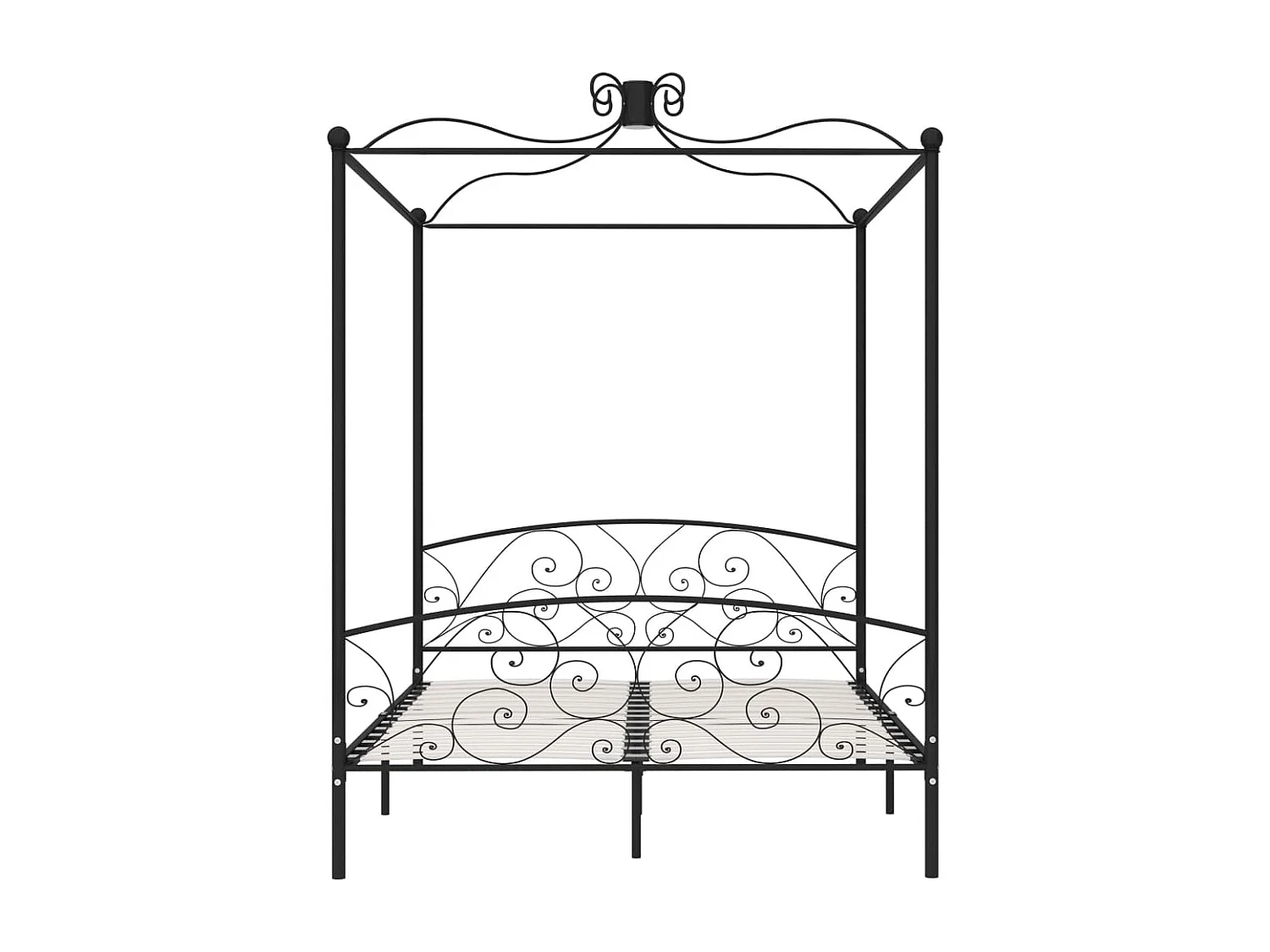 Lit à baldaquin-160 x 200 cm Noir Métal 160 x 200 cm JKF435963
