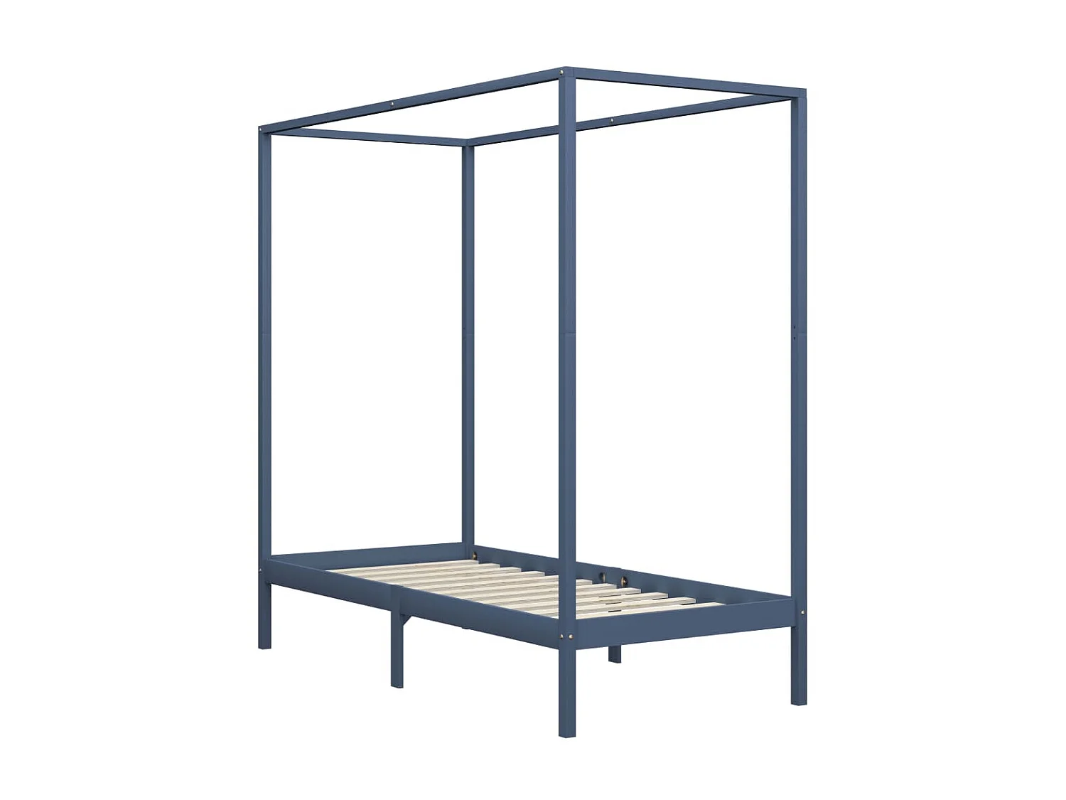 Lit à baldaquin-90 x 200 cm Gris Bois de pin massif JKF574600