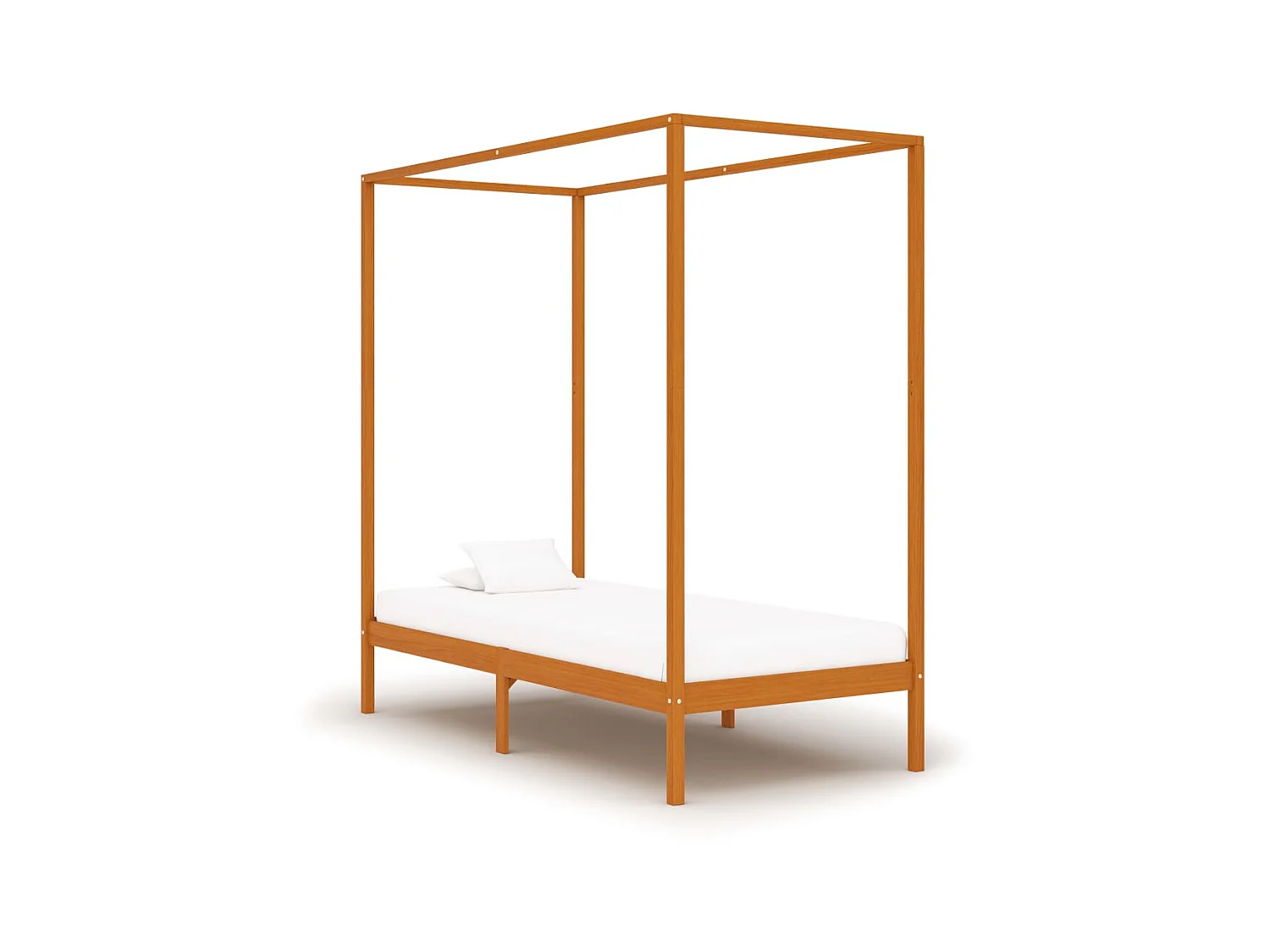 Lit à baldaquin-90 x 200 cm Marron miel Pin massif JKF499509