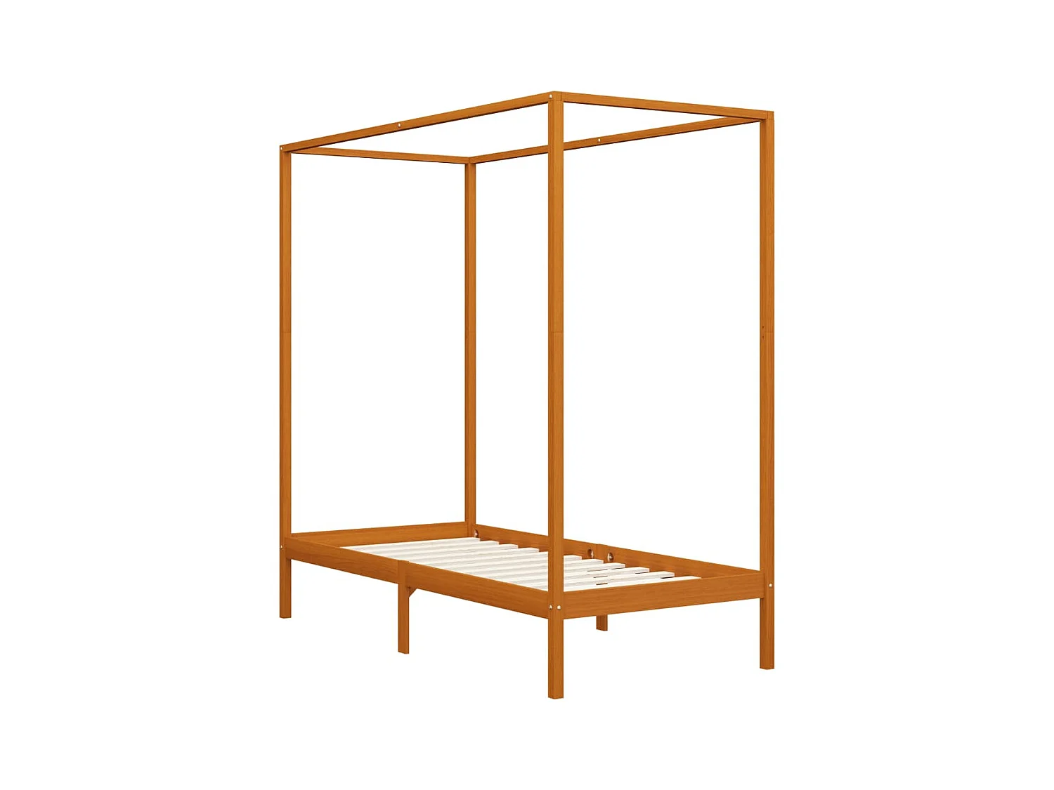 Lit à baldaquin-90 x 200 cm Marron miel Pin massif JKF499509