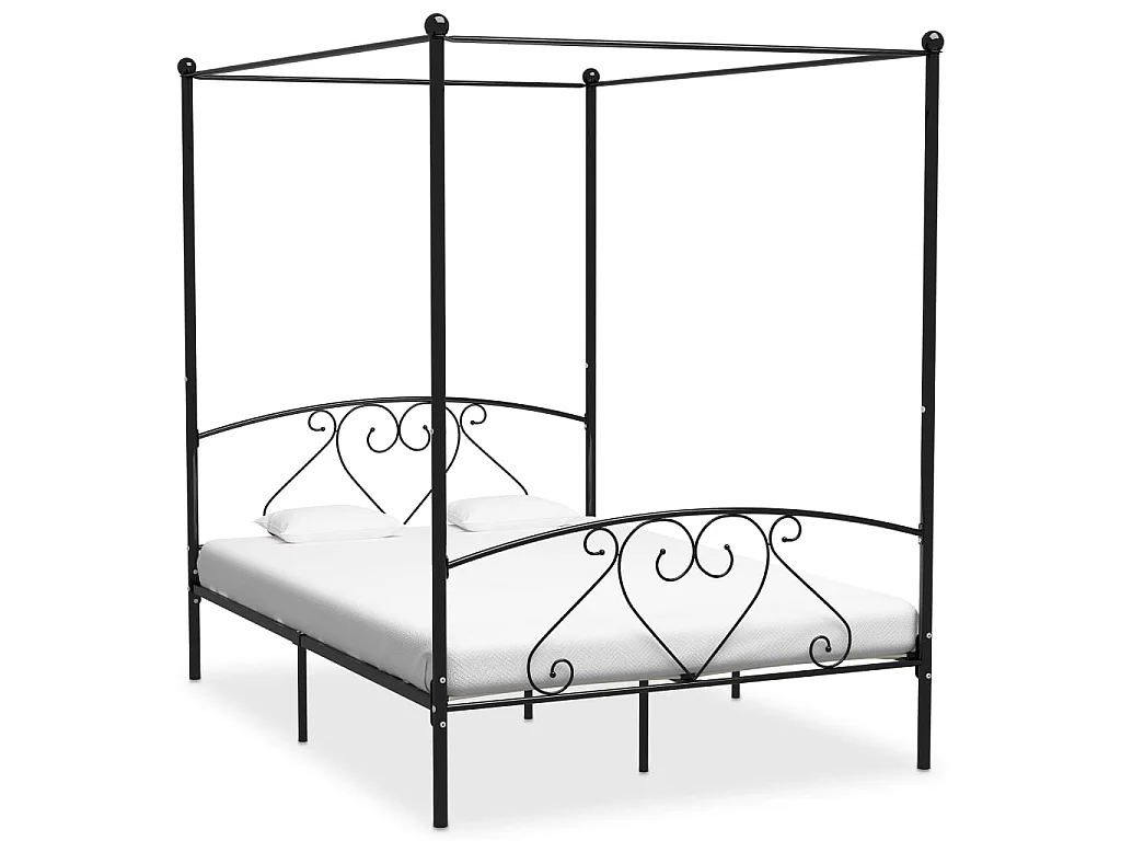 Lit à baldaquin-140 x 200 cm Noir Métal JKF259299