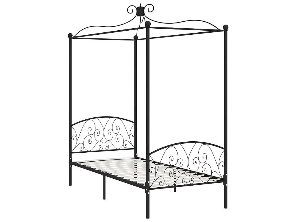 Lit à baldaquin-100 x 200 cm Noir Métal JKF170565