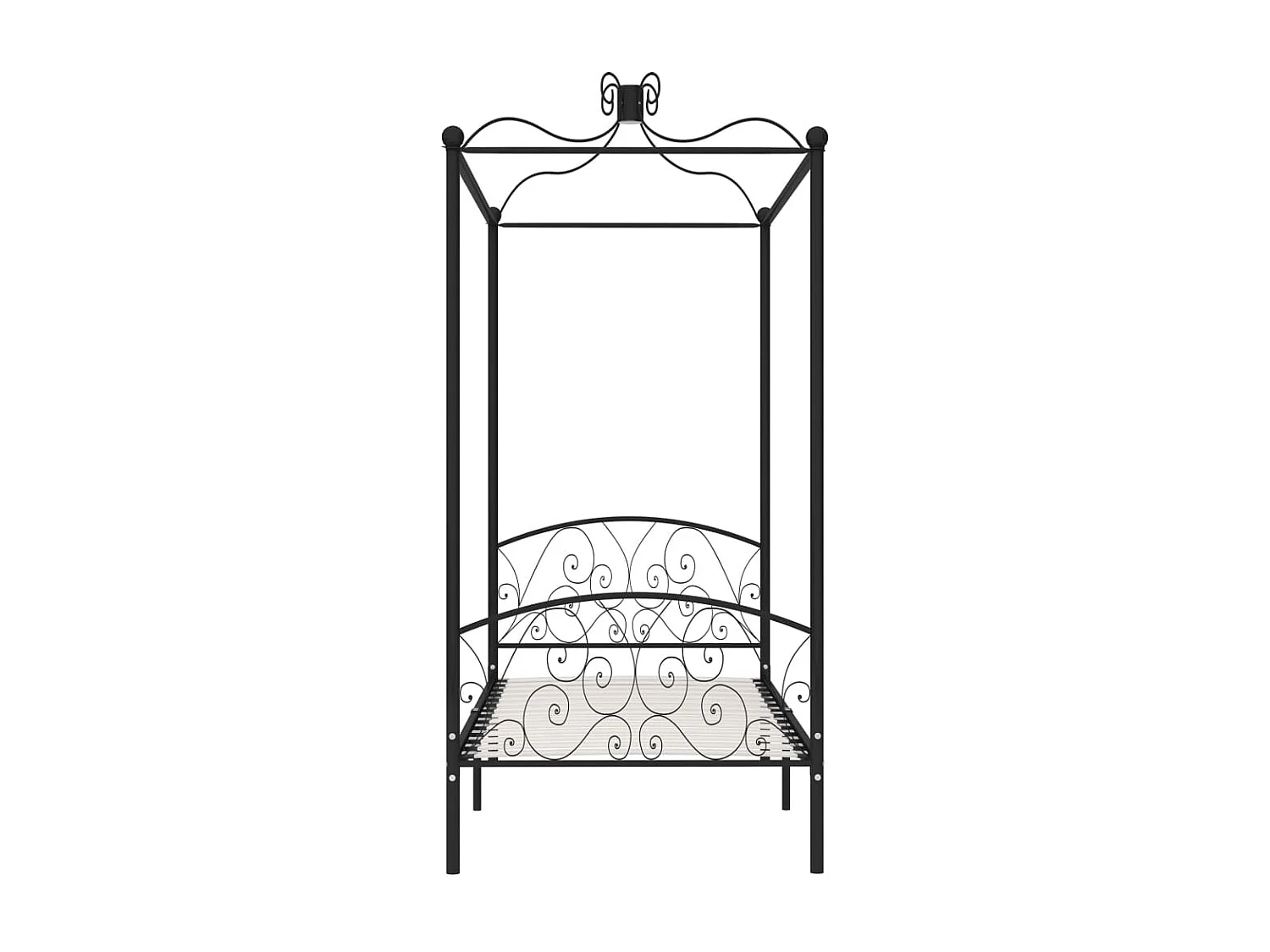 Lit à baldaquin-100 x 200 cm Noir Métal JKF170565