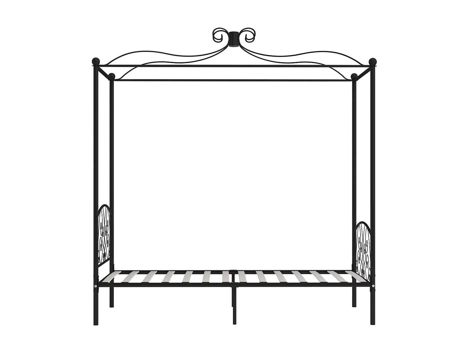 Lit à baldaquin-100 x 200 cm Noir Métal JKF170565