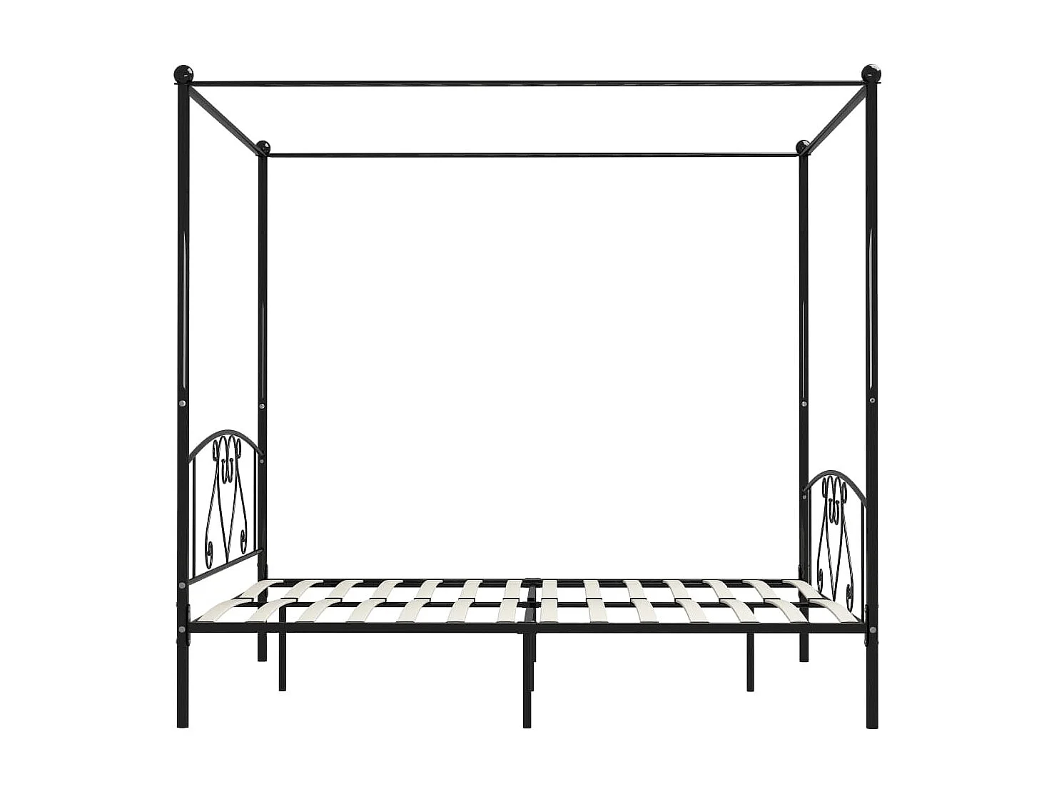 Lit à baldaquin-200 x 200 cm Noir Métal 200 x 200 cm JKF797650