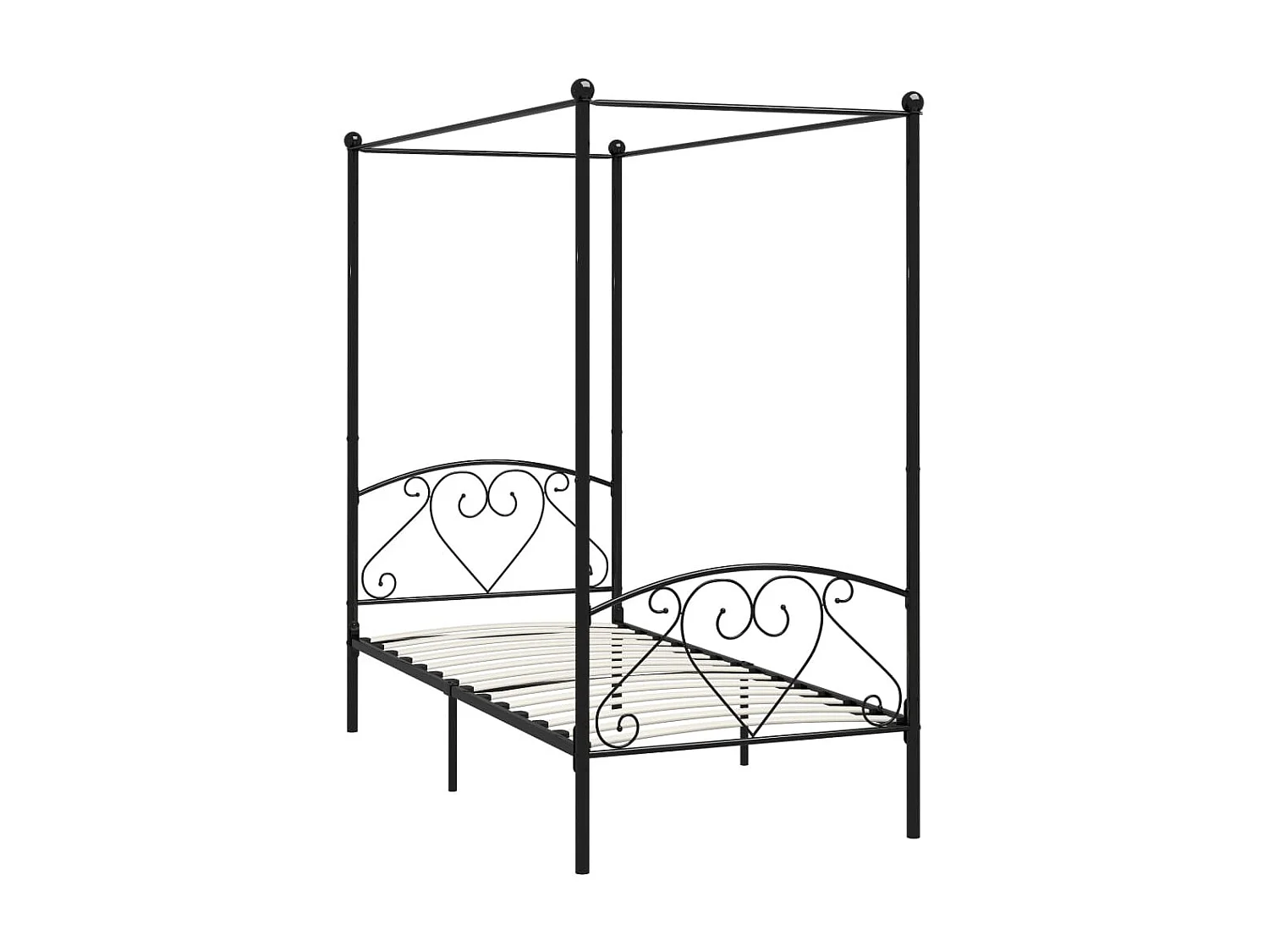 Lit à baldaquin-120 x 200 cm Noir Métal JKF178742