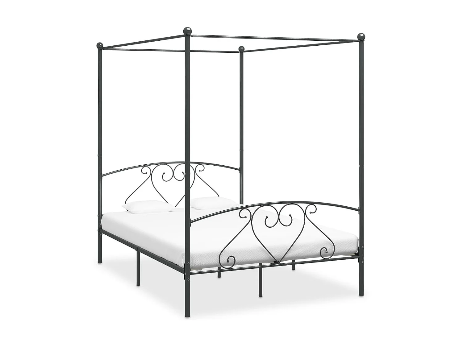 Lit à baldaquin-140 x 200 cm Gris Métal JKF833936