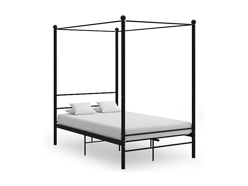 Cama con dosel - 140x200 cm metal negro ES20543