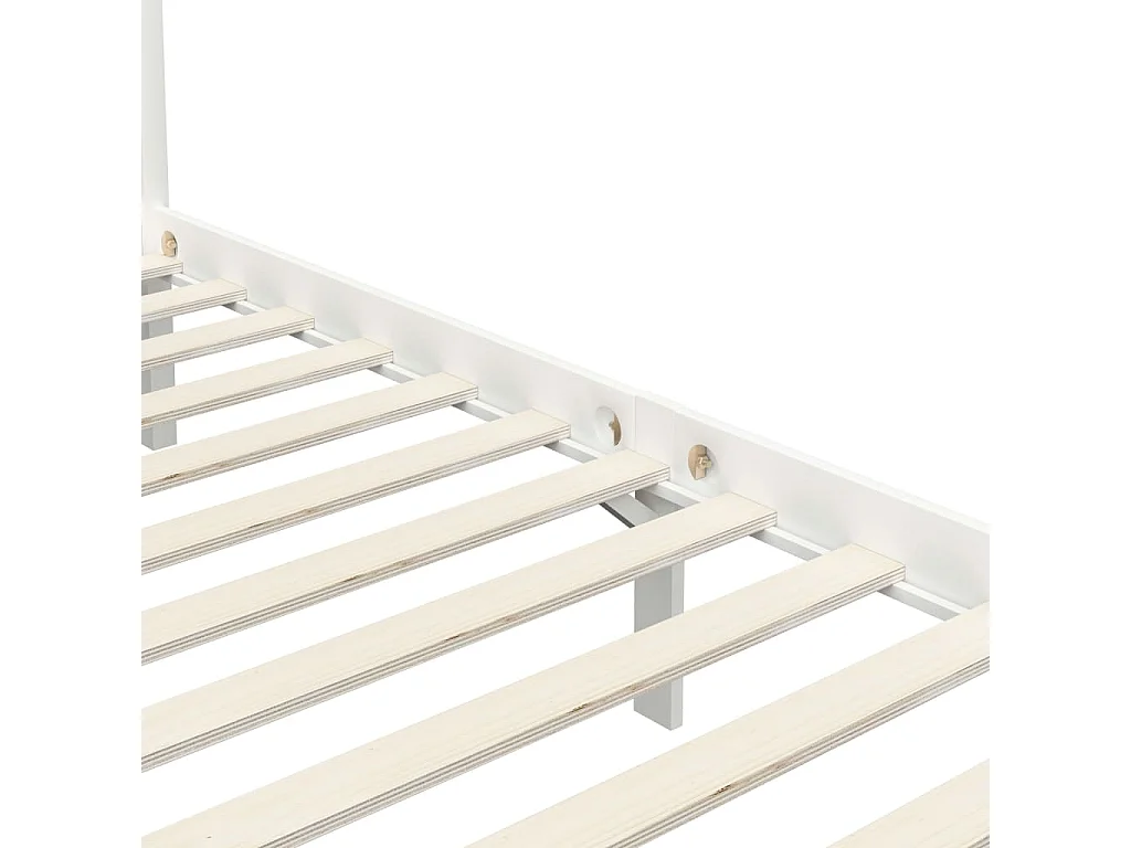 Lit à baldaquin-90 x 200 cm Blanc Bois de pin massif JKF881787