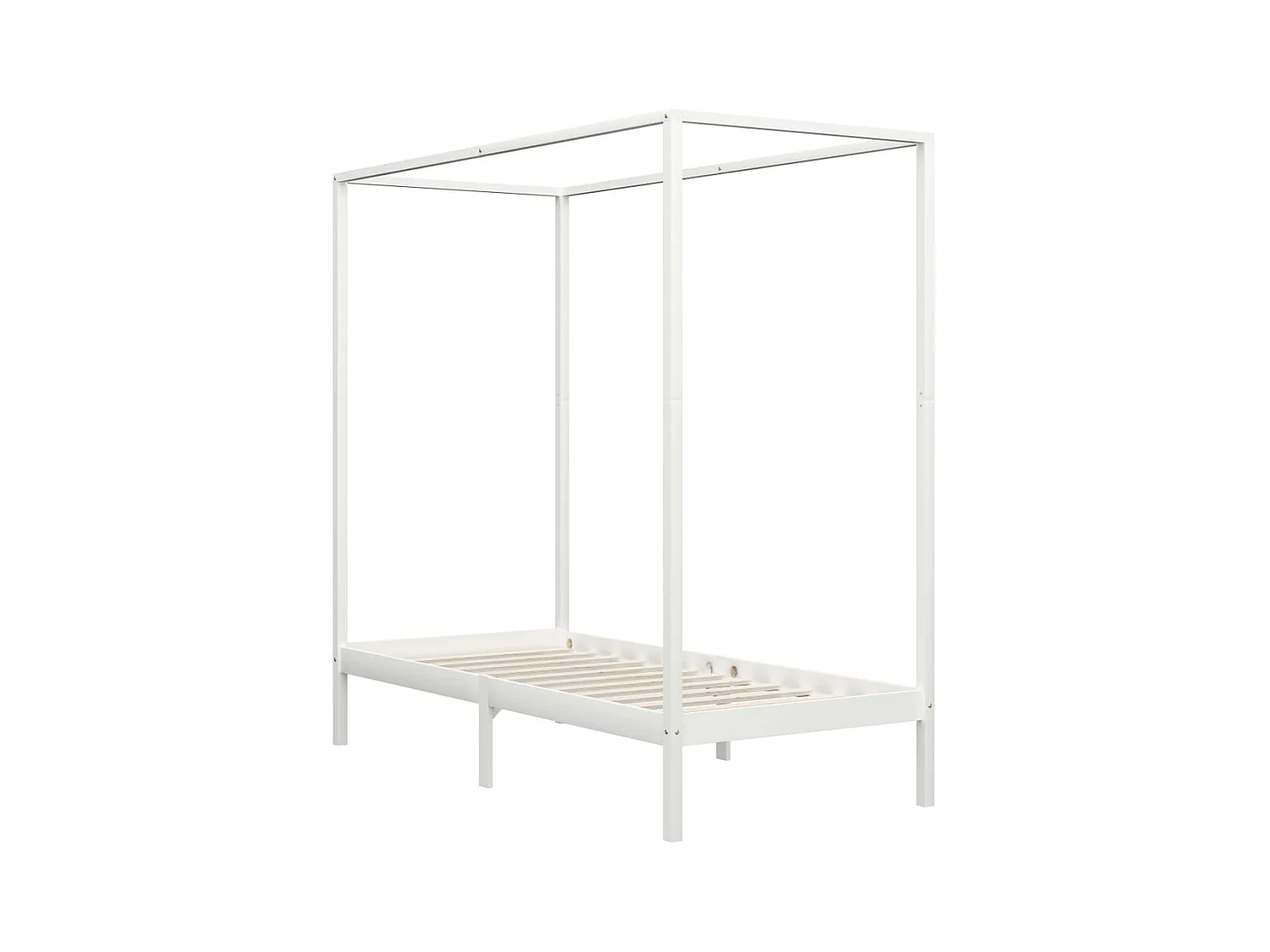 Lit à baldaquin-90 x 200 cm Blanc Bois de pin massif JKF881787