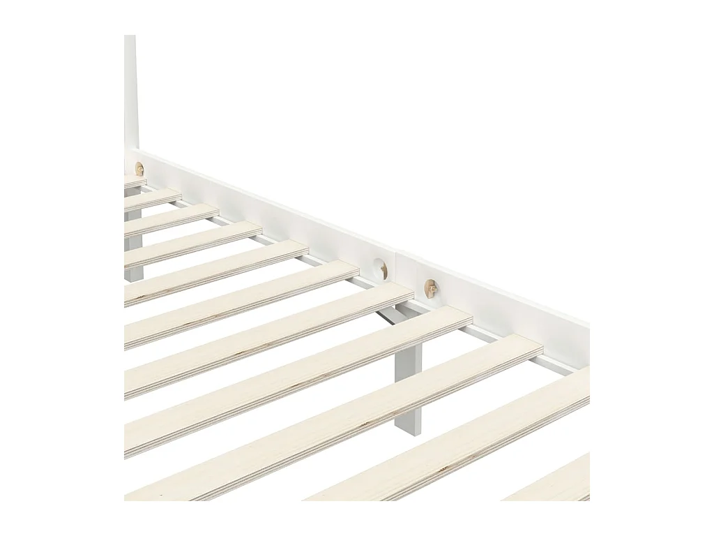Lit à baldaquin-90 x 200 cm Blanc Bois de pin massif JKF881787