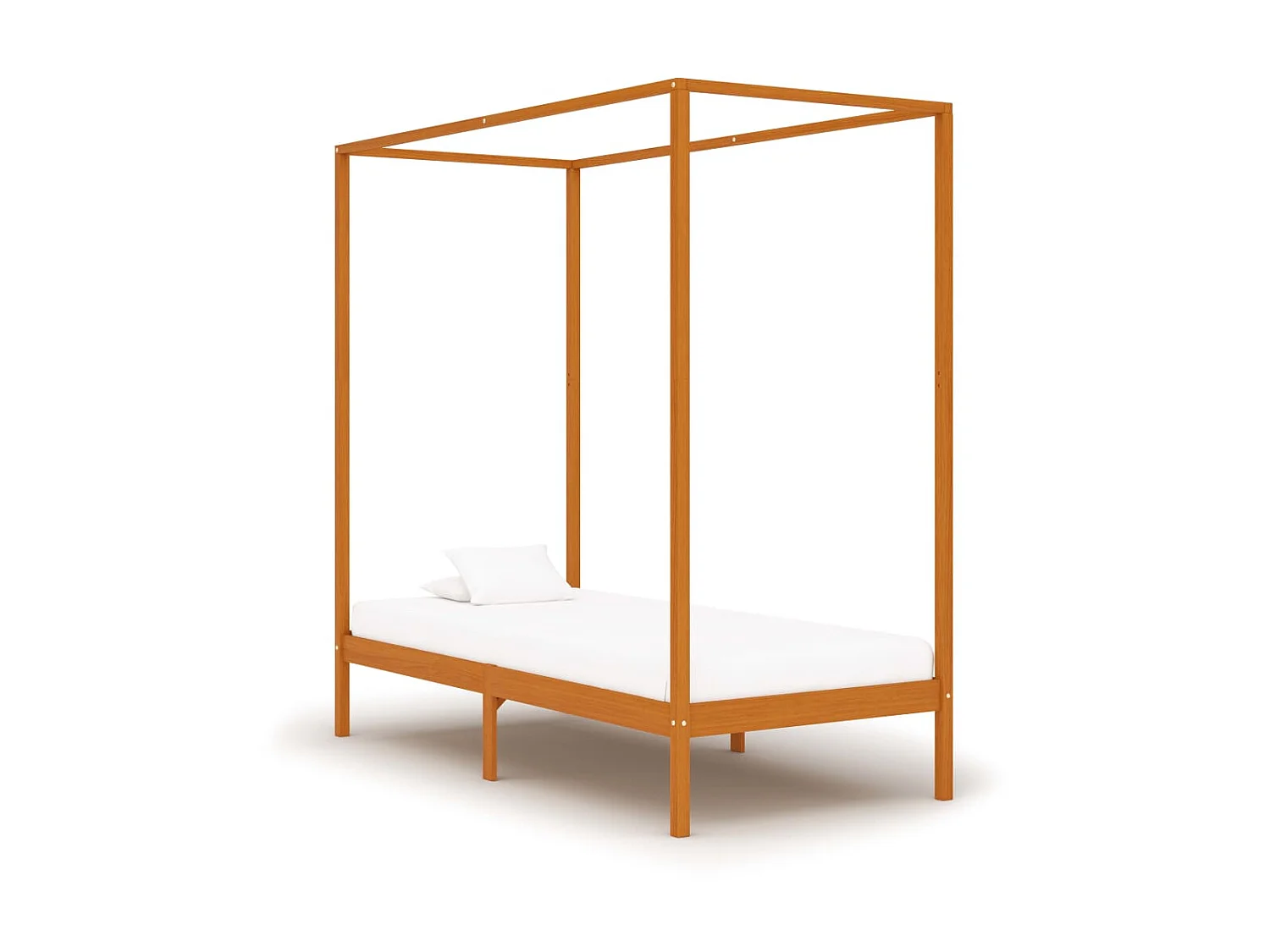 Cama com dossel com toldo 100x200cm pinho maciço castanho mel PT197384