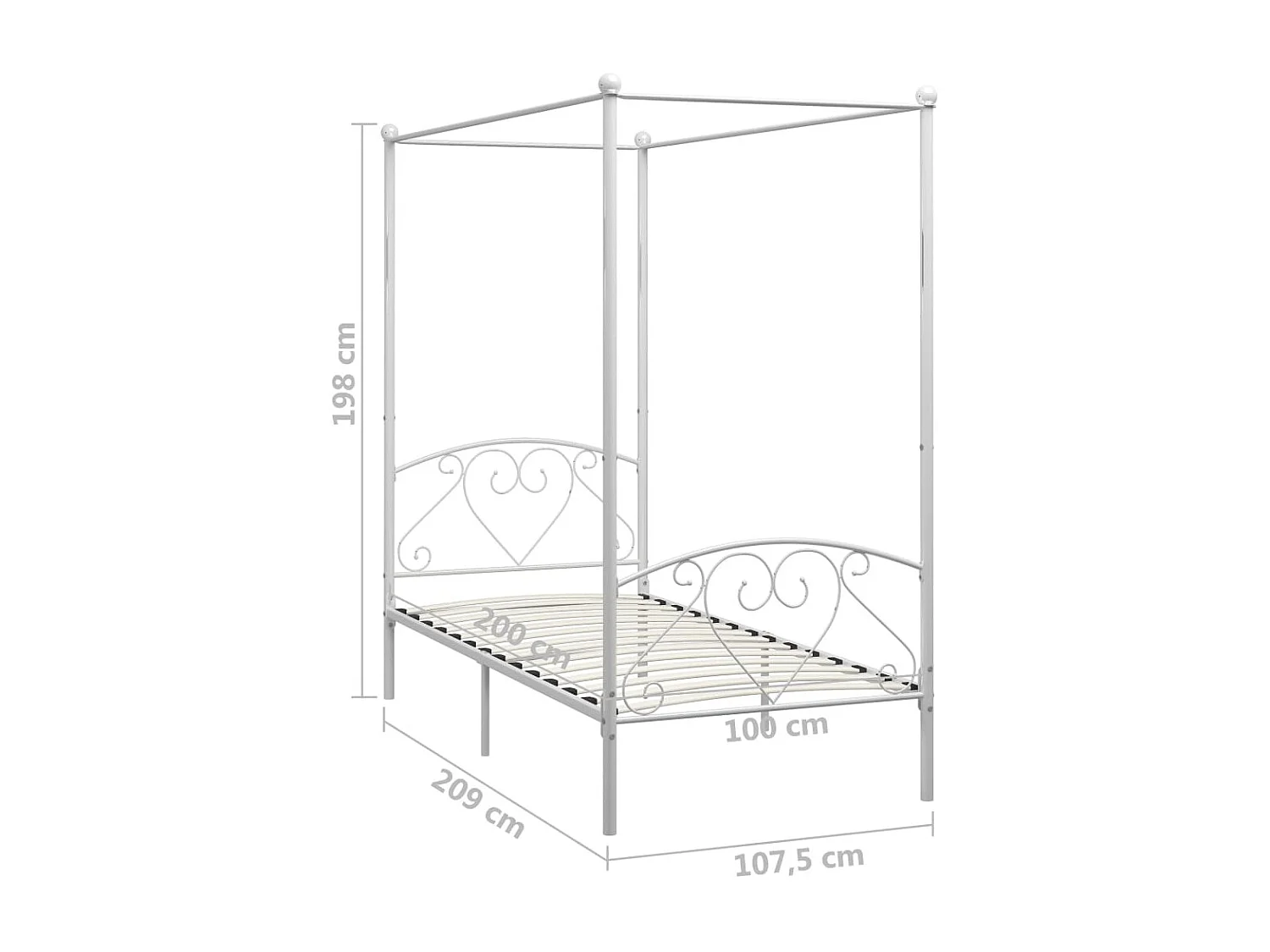 Hemelbedframe metaal wit 100x200 cm NL16731