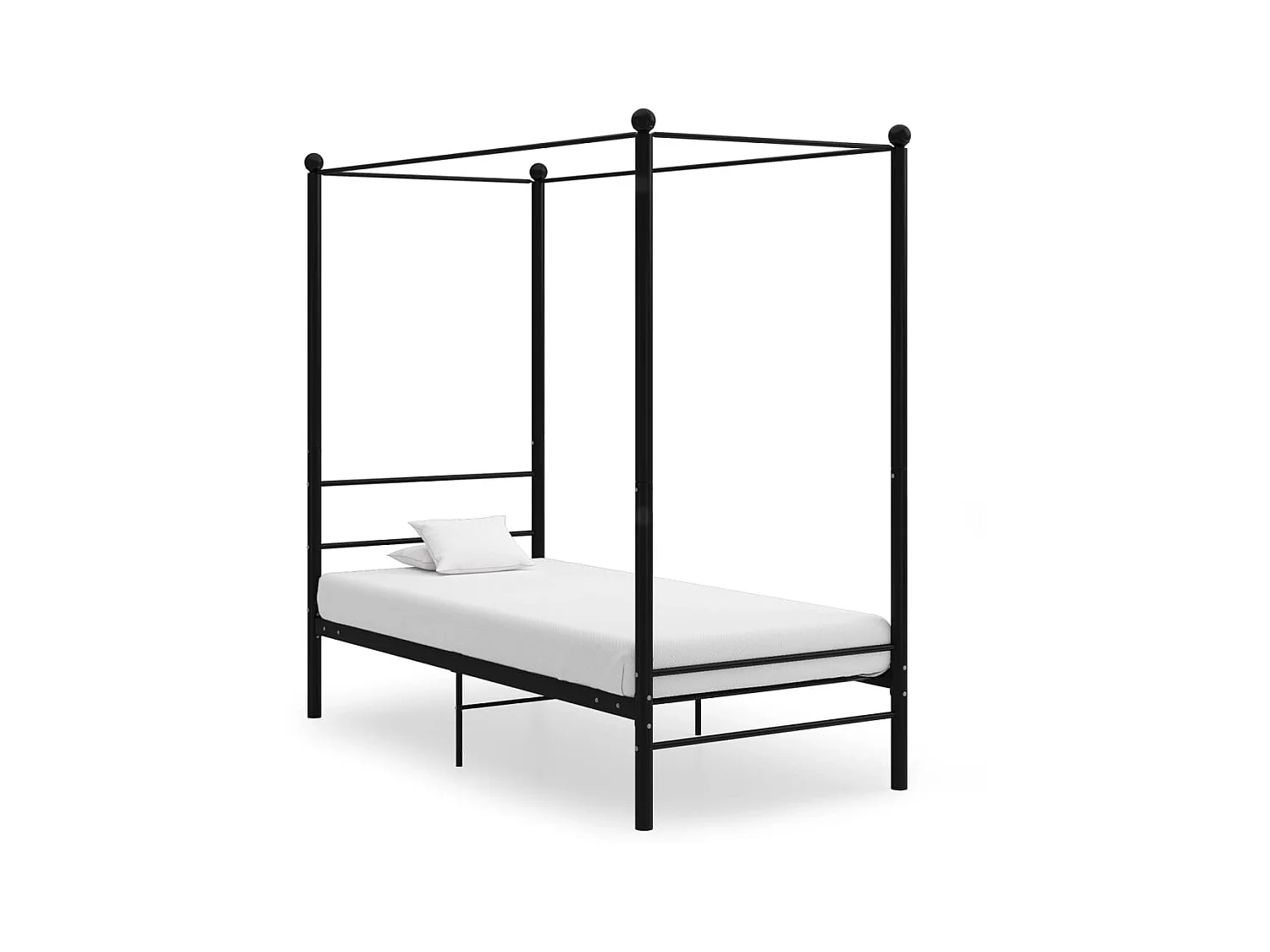 Lit à baldaquin-90 x 200 cm Noir Métal JKF246953