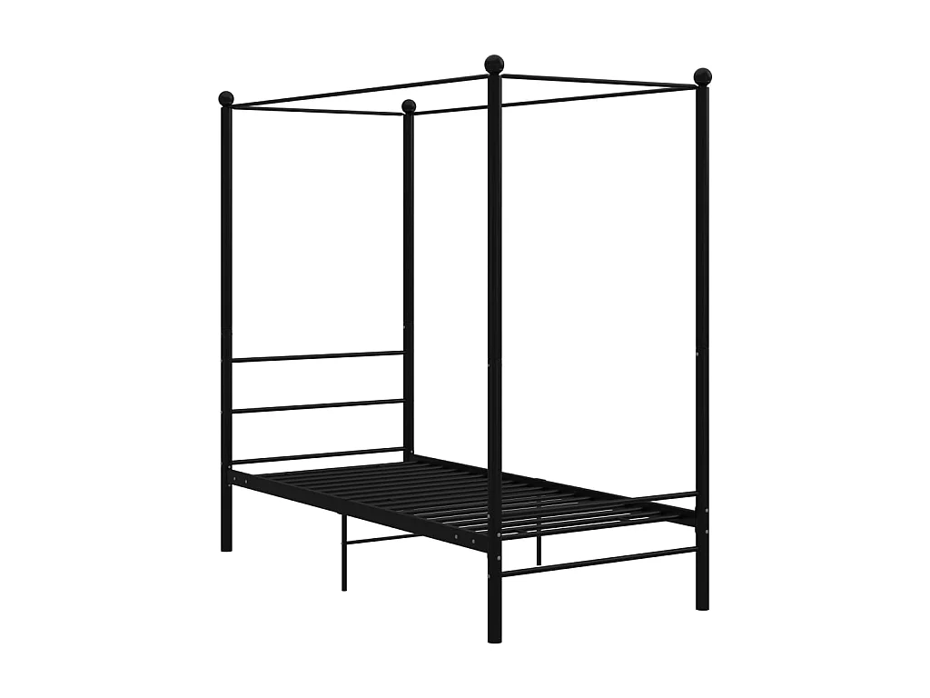 Lit à baldaquin-90 x 200 cm Noir Métal JKF246953