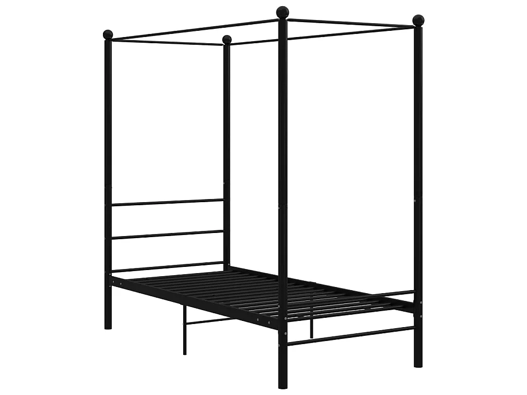 Lit à baldaquin-90 x 200 cm Noir Métal JKF246953