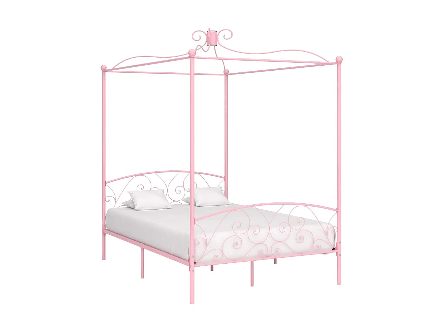 Lit à baldaquin-140 x 200 cm Rose Métal JKF353009