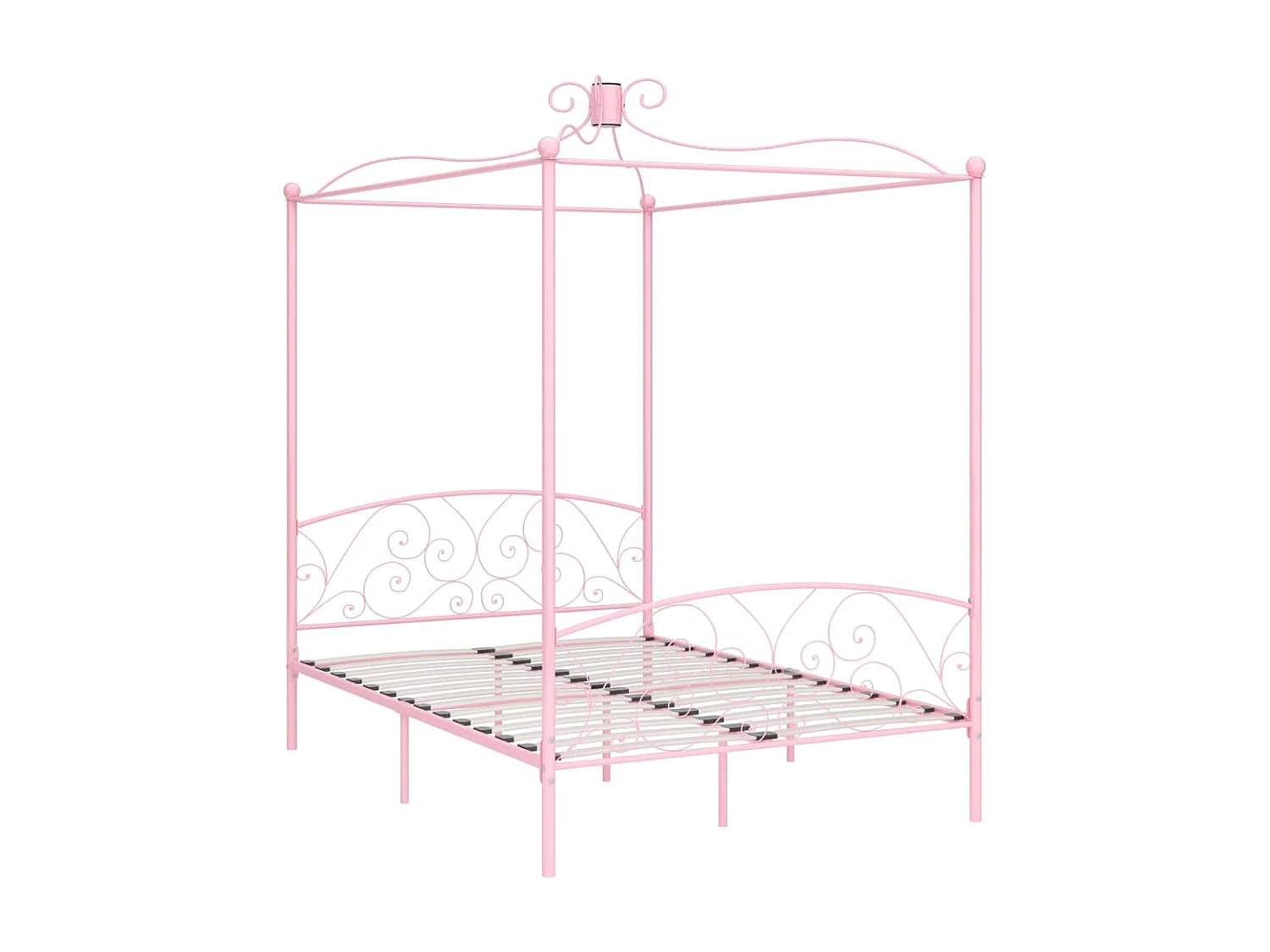 Lit à baldaquin-140 x 200 cm Rose Métal JKF353009