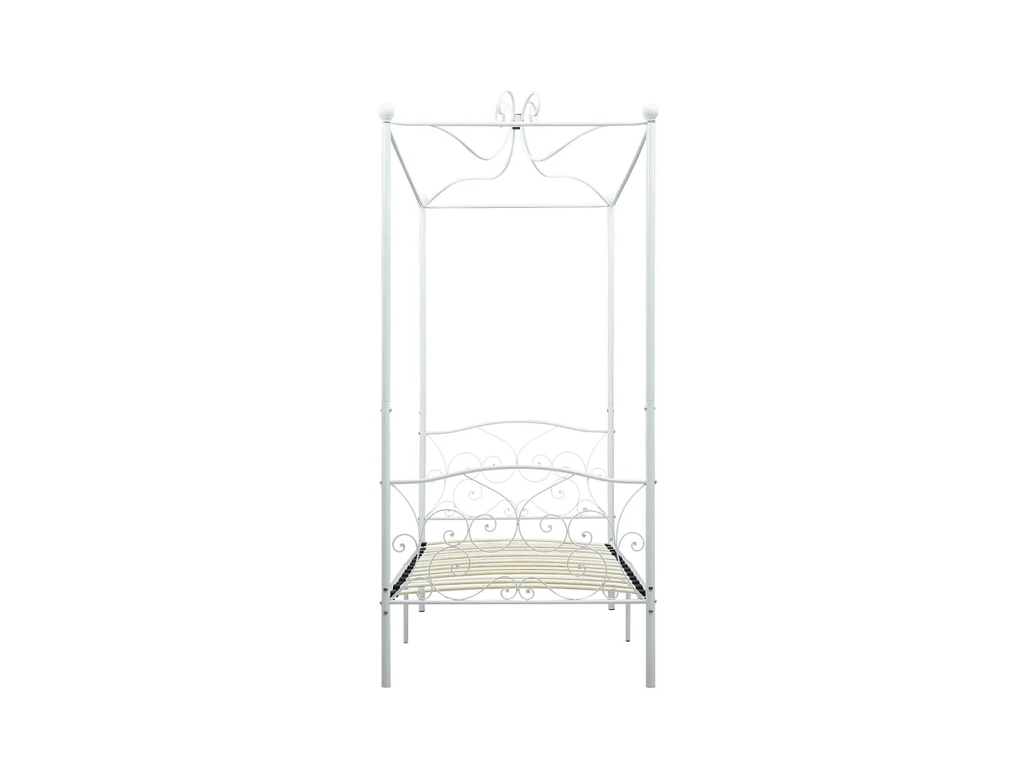 Lit à baldaquin-90 x 200 cm Blanc Métal JKF997821