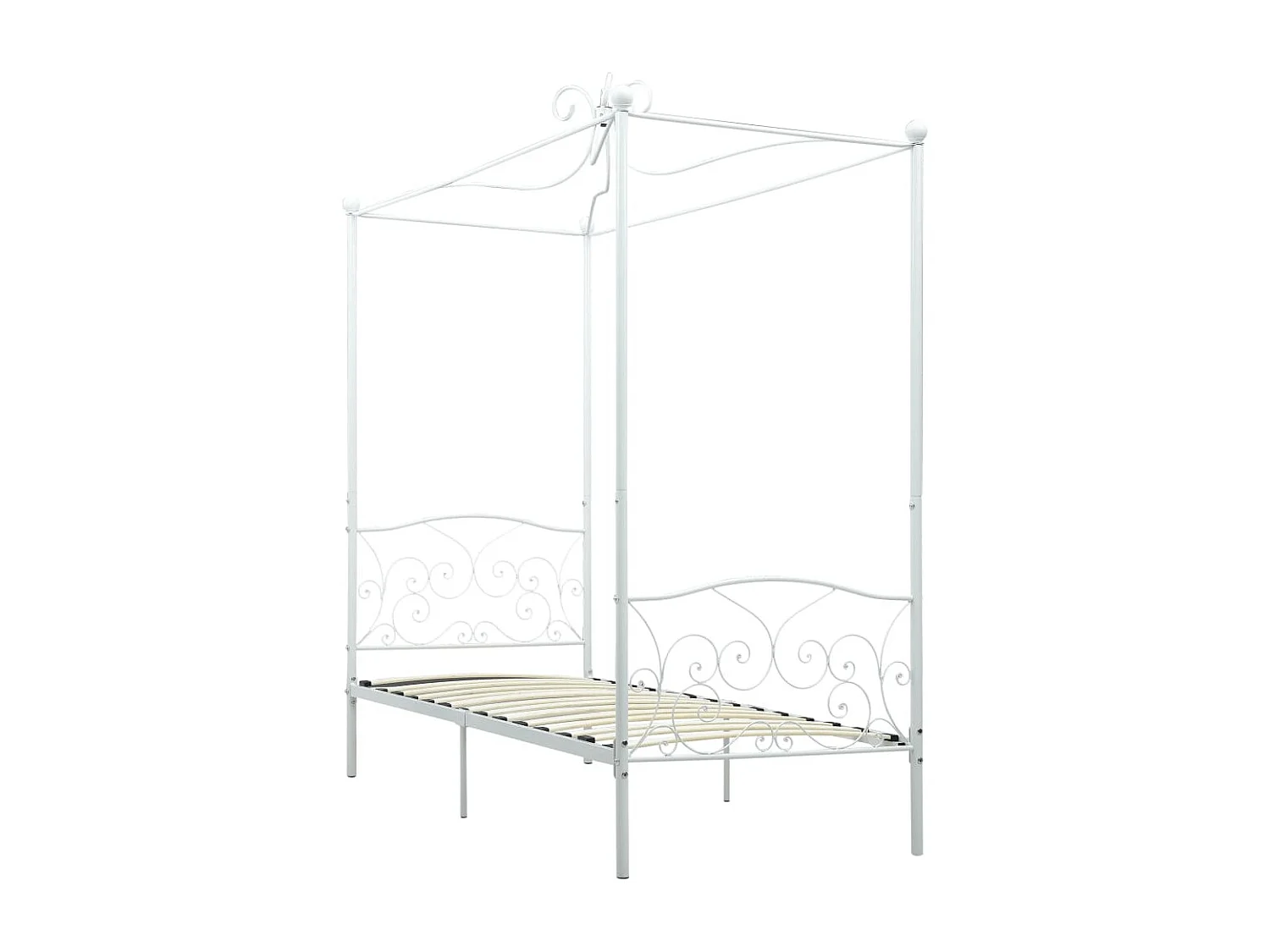 Cama con dosel - 90x200 cm metal blanco ES74873
