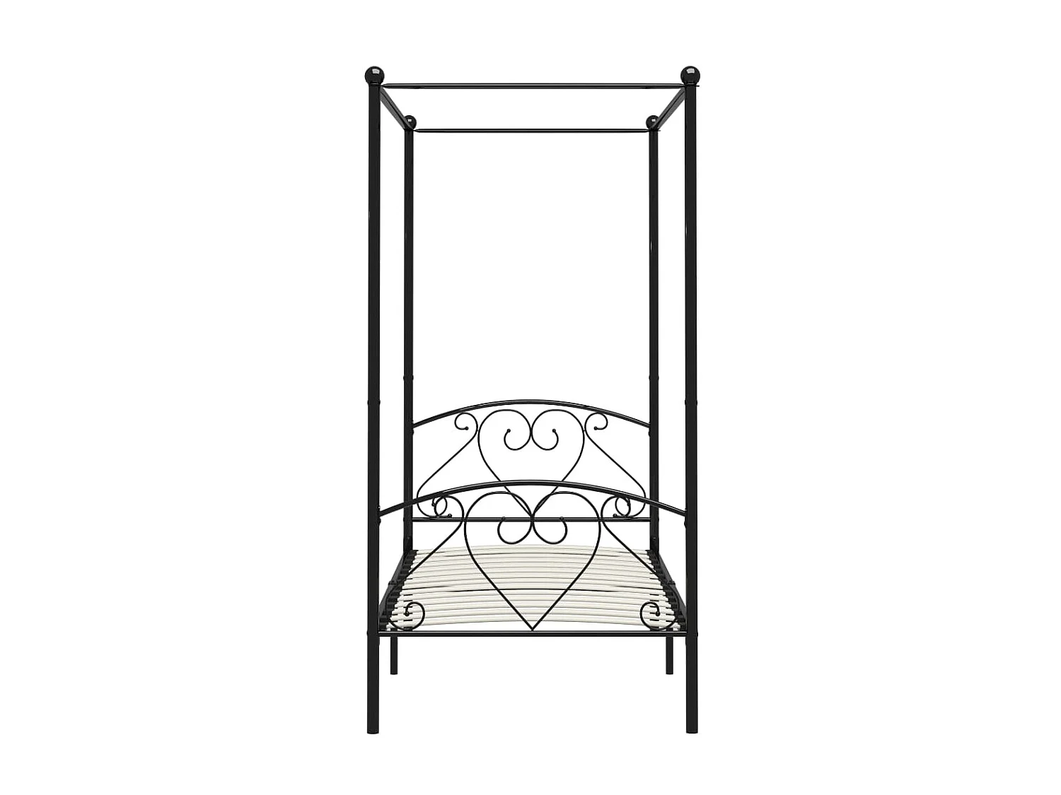 Lit à baldaquin-90 x 200 cm Noir Métal JKF102054