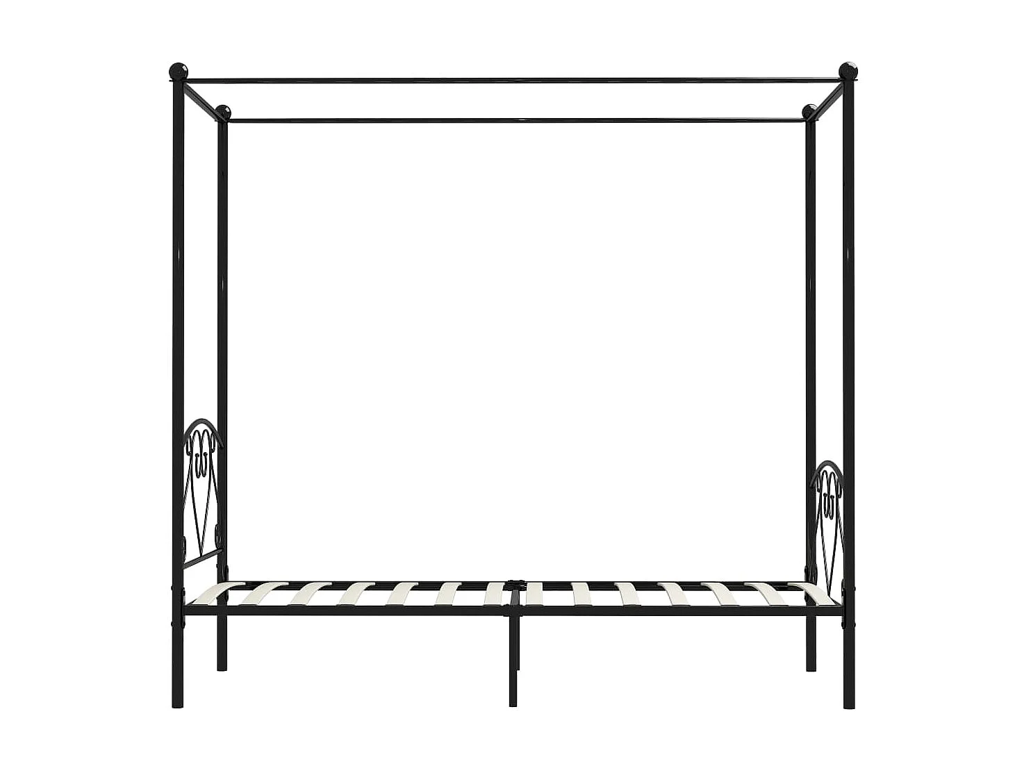 Lit à baldaquin-90 x 200 cm Noir Métal JKF102054