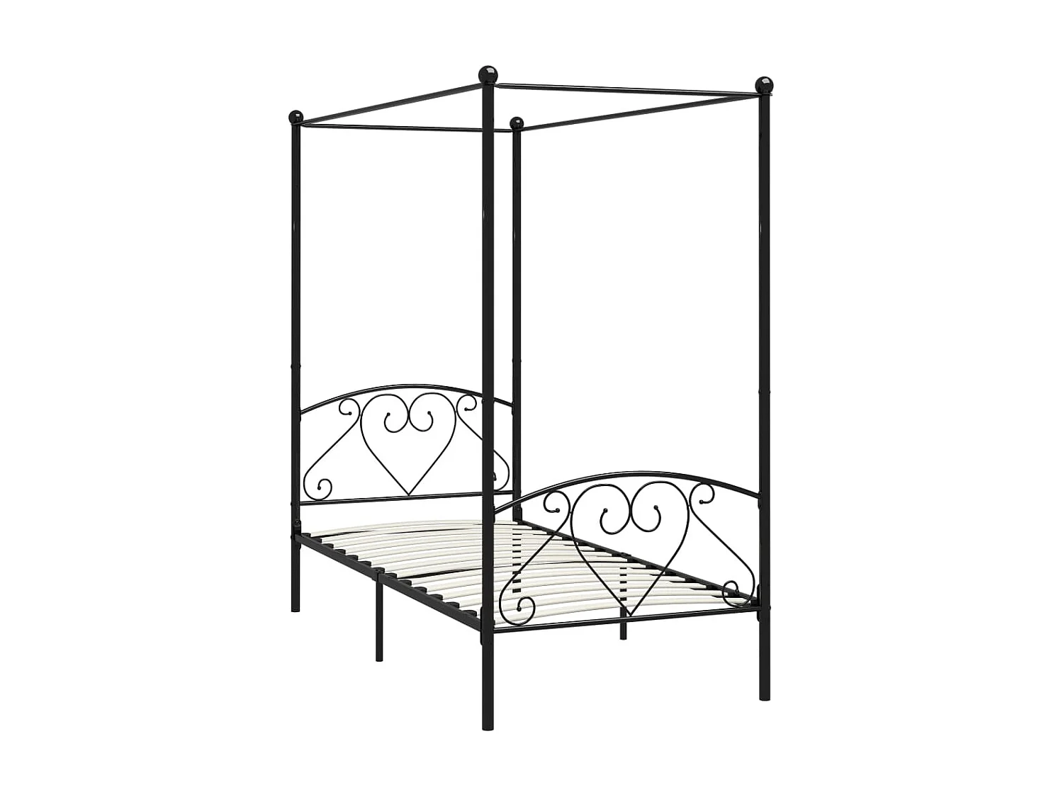 Lit à baldaquin-90 x 200 cm Noir Métal JKF102054